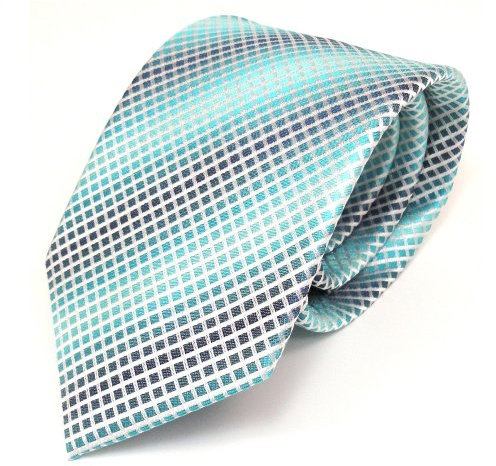 TigerTie Designer Seidenkrawatte in türkis grün weiss kariert