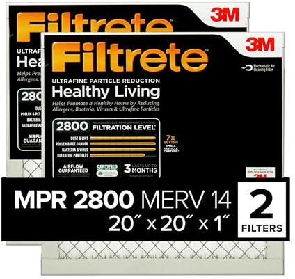 Filtrete 20x20x1 Air Filter, MERV 14, MPR 2800, 2 HVAC Filters