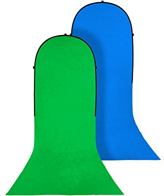 Bresser BR TR16 Falthintergrund Greenscreen Bluescreen mit Schleppe | 2 in 1, grüne und blaue Schleppe, Chromakey Freistellung, Ganzkörperporträts, Metallrahmen, Transporttasche