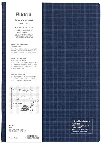 kleid 8903 Notizbuch, 2 mm, Raster-Notizbuch, A5, 2 mm, quadratisch, Marineblau
