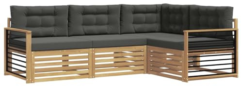 vidaXL Outdoor-Sofagarnitur 5 pcs Weiß und Anthrazit Polyester, Patio Lounge, modernes Outdoor-Sofa, wetterbeständige Eckbank, robuster Gartenmöbel, Bequeme Terrassenbestuhlung