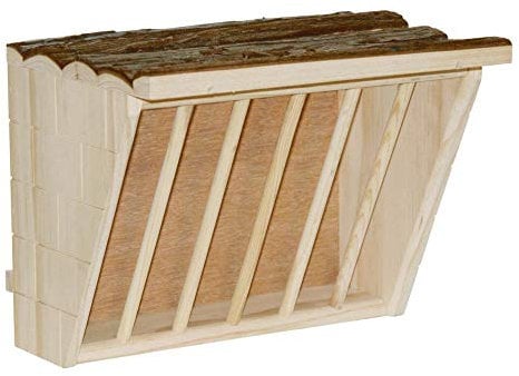 Kerbl 82895 Heuraufe XL mit Sitzbrett Nature, 28 x 20,5 x 22 cm