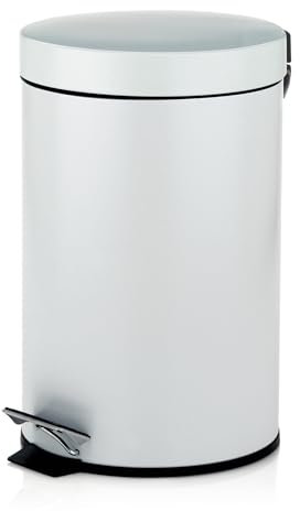 kela Kosmetikeimer Monaco, 3 L, Durchmesser 17 cm, Metall, weiß, herausnehmbarer Inneneimer mit Tragehenkel, 18160