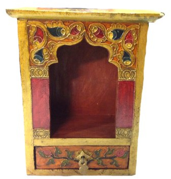 Gamital Altar - Tischaltar - mit Schublade aus Holz - handgefertigt im Antik-Stil - 16,5x22x14 cm
