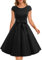Dressystar Damen Vintage 50er Cap Sleeves Dot Einfarbig Rockabilly Swing Kleider L Schwarz