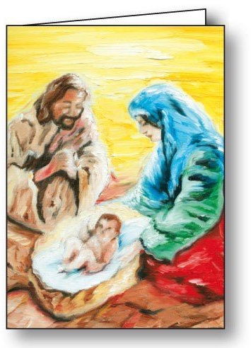 Junker Verlag Weihnachtskarten Klappkarten A6 10er Pack - Heilige Familie - Christliche Grußkarte, 10 Stück inkl. Umschläge