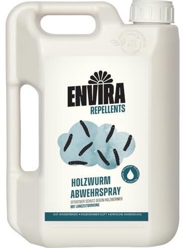 Envira Holzwurm Abwehrspray 2 Liter - Spray mit Langzeitwirkung gegen Holzbock & Holzwurm - Mittel gegen Holzwürmer für innen - Effektives Holzwurmmittel & Holzwurmschutz