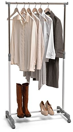 DOMO PAK LIVING Stander appendiabiti con ruote e tubi telescopici, singola barra appenderia
