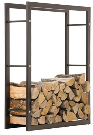 CLP Kaminholzregal Keri In Metall-Optik In Matt Schwarzem Design | Stabiles Metall-Gestell In 8 Größen I ohne Rückwand, Größe:25x80x100 cm
