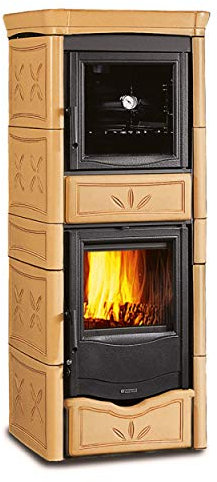 La Nordica - Stufa a Legna Nicoletta con Forno Evo Finitura Maiolica Cappuccino da 58,7cm