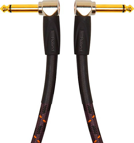 Cable de patch/pedal de la serie Gold de Roland — Conectores de 1/4 de pulgada en ángulo recto, 30 cm de longitud - RIC-G1AA