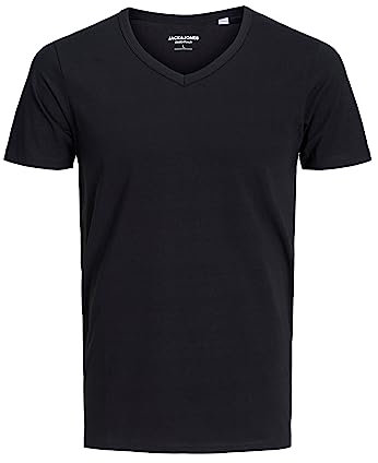 Jack & Jones Jones - Camiseta de manga corta con cuello pico para hombre, Black C N 010, S / 48