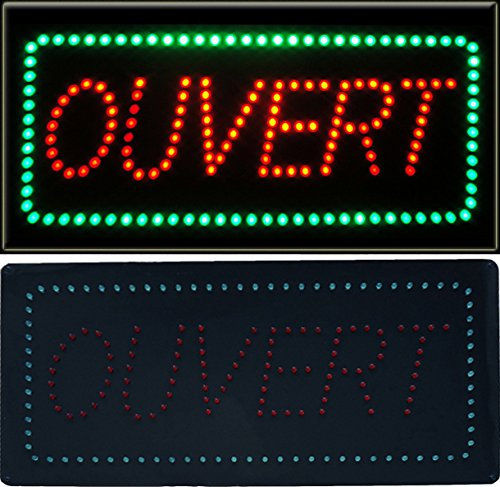 Enseigne lumineuse à LED Ouvert rouge/vert 48x24x2.5cm