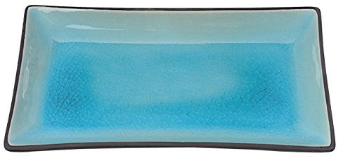 Tokyo Design Studio Glassy Turquoise, Assiette, Porcelaine, Bleu, 21,5 x 12,7 cm
