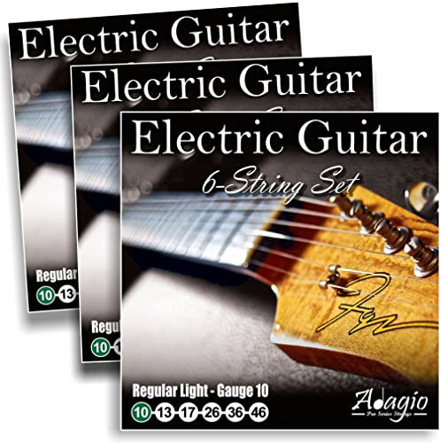 3 PACKS of Adagio Professional Electric Guitar Strings 10-46 + FREE Chord & Scale Chart