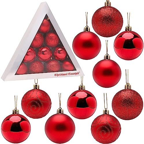 Christmas Concepts® Packung mit 10 roten Christbaumkugeln - 60 mm (BA060RD)