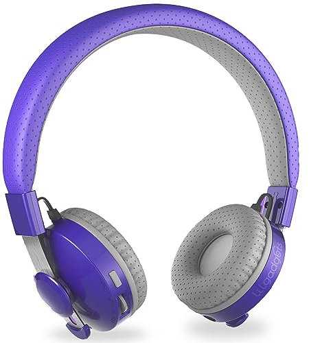 LilGadgets Untangled Pro Wireless Headphones, On-Ear Bluetooth Headphones with Built-in Microphone, No More Tangled Wires, Kids Headphones for School, Purple