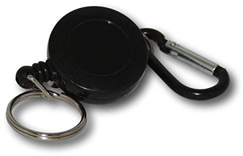 EPOSGEAR Retractable Reel Recoil Pull Key Ring Chain Cord Carabiner Belt Clip Ski Pass ID Card Badge Holder (10 Pack, Black - Keyring)