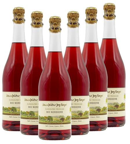 Bio Nordherb alkoholfrei (6 x 0,75l) mit gratis Sektverschluss | Alkoholfreier Sekt von Manufaktur Jörg Geiger