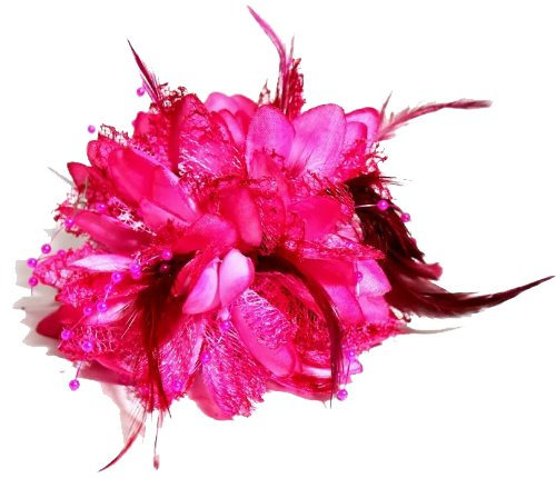 Caprilite Hot Fuchsia Pink Fascinator Corsage Flower Petals Feathers Handmade