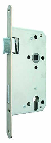 Alpertec 36051450 Einsteckschloß für Haustüren PZ Silberfärbig, Dorn 65 mm, 10 mm Vierkant, 92 mm Abstand DIN Links verwendbar, Schlösser NEU