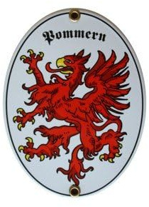 Pommern Emaille Schild Pommern 11,5 x 15 cm Emailschild Oval.