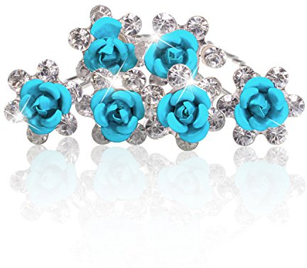 Autiga Haarnadeln Blume Rose Strass Blüte Kristalle Hochzeit Braut Haarschmuck Blumenhaarnadel Kommunion Haarpins Duttnadeln