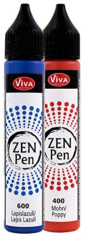 Viva Decor Zen-Pen Set (Mut und Kraft, 2x28 ml) Perlen Stifte zum Basteln - Dot Painting - Dotting Tools- Dotting Tool für Steine, Holz, Leinwand, UVM.