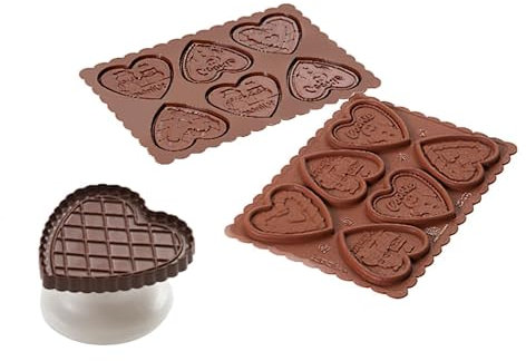 Silikomart 199058 Keksausstecher-Set für Schokokekse - Herz 1x Ausstecher, 1x Schokoform