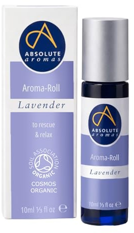 Absolute Aromas Lavender Aroma-Roll Roller Ball - Contains 100% Pure, Natural, Organic Lavender Essential Oil - A Light Calming Essential Oil Blend to Soothe and Balance