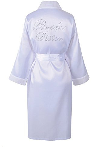 Brides , con strass, in pile, da matrimonio/luna di miele-Accappatoio vestaglia, personalizzabile Bianco