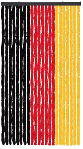 Arsvita Flauschvorhang Türvorhang (100x200 cm) in Schwarz-Rot-Gelb als Insektenschutz für Balkon, Terrasse oder Wohnmobil, Wohnwagen, Pavillon