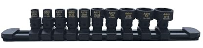 Astro Tools 78110 10-Piece 1/4 Drive Low Profile Nano Impact Sockets - SAE