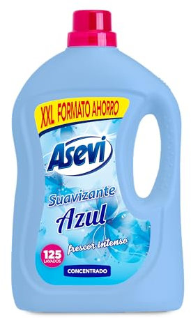 Asevi Suavizante Azul Concentrado para Lavadora - Frescor Intenso y Duradero - Extra de Suavidad para una Ropa Suave y Esponjosa - Apto para Todo Tipo de Tejidos - Formato XXL de 125 Lavados
