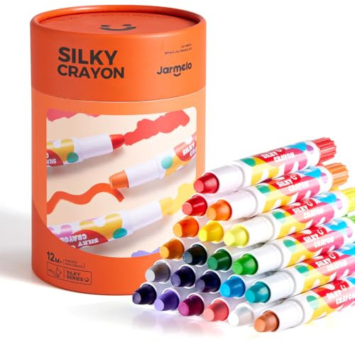 Jar Melo Washable Crayons for Kids, 24 Colors Non Toxic Crayon, Easy to Hold Silky Large Crayons, Safe for Babies and Children, Gift for Boys and Girls