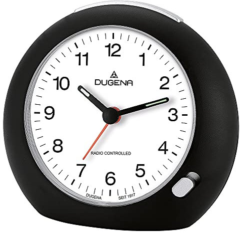 Dugena Funkwecker 4460383, Funksignal für MEZ/CET, mit Weckzeiger, Weckwiederholung, Zifferblattbeleuchtung, ansteigendes Wecksignal