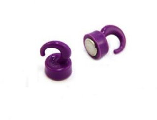 FIRST4MAGNETS Purple Plastic Mini Magnetic Hooks for Fridge, Office, Whiteboard, Noticeboard, Filing Cabinet - 12mm Dia x 20mm Tall - 1kg Pull - Pack of 100