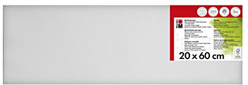 Marabu 1616000000204 - Keilrahmen, ca. 20 x 60 cm, Rahmentiefe ca. 1,8 cm, weiß, mit 380 g/qm Baumwolle bespannt, 3 fach grundiert, leicht saugend, für Acryl-, Öl-, Gouache- und Temperafarben