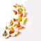 Oblique Unique 3D Schmetterlinge Doppelflügel Effekt Blumen 12er Set Dekoration Wandtattoo (Gelb)