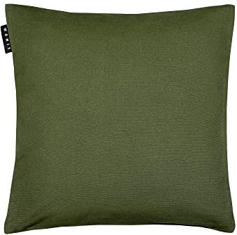LINUM Annabell Elegant Kissenhülle 40x40 cm, 100% Baumwolle, Maschinenwaschbar, Dunkel Olivgrün