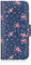 32nd Floral Series - Design PU Leather Book Wallet Case Cover for Apple iPhone 5, 5S, Designer Flower Pattern Wallet Style Flip Case With Card Slots - Vintage Rose Indigo