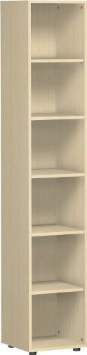 Gera Möbel S-346001-AH Regal Mailand 6 OH mit Standfüßen, 40 x 40 x 216 cm, ahorn