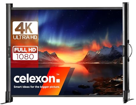 celexon Portable Business - y Homecinema -proyector- Pantalla con asa de Transporte Pantalla de Mesa de Tejido de Fibra de Vidrio Mobil Professional - 81 x 61 cm - 4:3