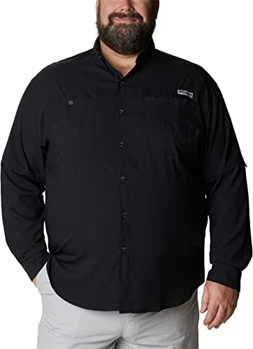 Columbia Men's Discontinued PFG Tamiami Ii Long Sleeve Shirt, Black, 3X