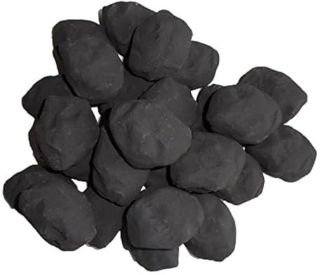 The Stove Wizard Gas Fire Replacement Coals 20 Small Cast Replacement Coals 60mm x 50mm x 50mm, Black Ceramic Artificial Coal