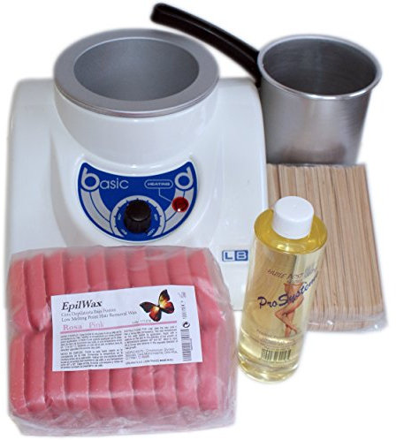 EPILWAX - Kit Epilation Complet à la Cire Chaude Pelable en Perles - Rose - 1kg - Cuve 800 ml - 1 Unité