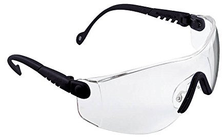 Honeywell 1004947 Op-Tema anteojos de seguridad con montura negra, lentes transparentes antivaho, ligeros, boquilla ajustable, longitud de patilla ajustable y ángulo de lente (paquete de 10 piezas)