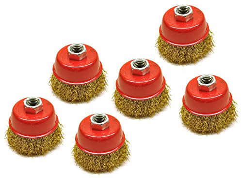 Wire Cup Brush / Wheel for Angle Grinder Crimped Brass Coated (6 Pack) TE331