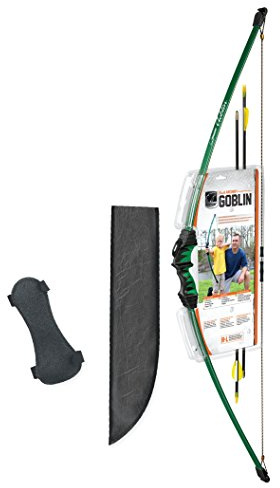 Bear Archery Goblin Bow Set for Youth, Recommended Ages 4-7, Ambidextrous, Continuous Draw Weight Up to 15-18 lb., Continuous Draw Length Up to 22-24-inches