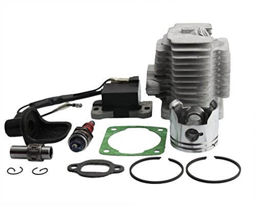 GOOFIT Cilindro Moto 44mm Testa Pistone y Guarnizioni con Dispositivi di Candela Accensione Sostituzione per 47cc 49cc Motore 2 Tempi Mini Quad ATV Pocket Dirt Bike